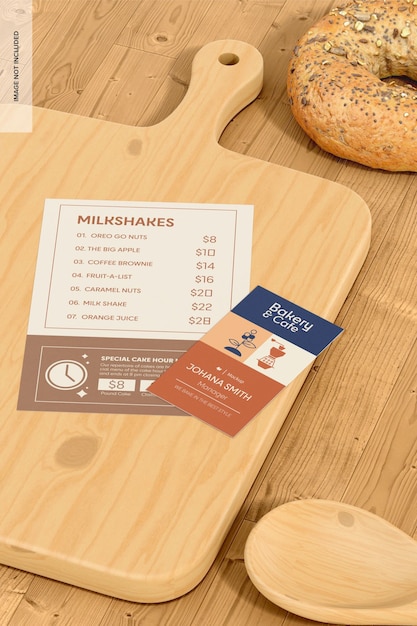 Pricing cards displayed on wooden background